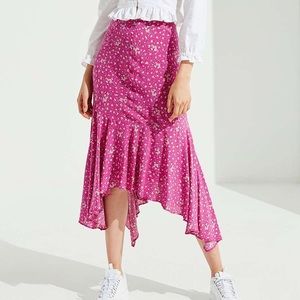Urban Outfitters pink floral midi skirt